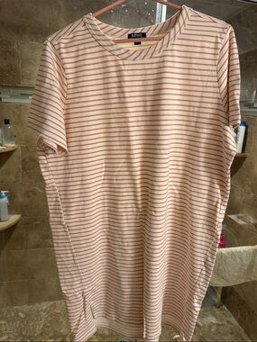Buffalo David Bitton Pink and White Striped Short-Sleeve Tee dress
